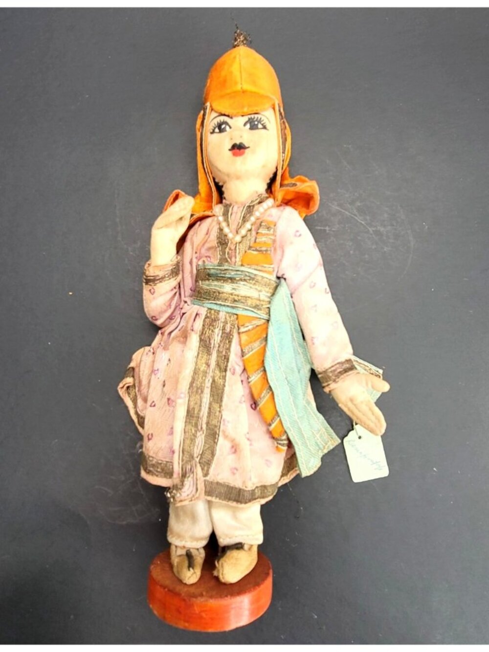 Armenian Doll Vintage Fabric on Stand Traditional Costume 10" Cr174